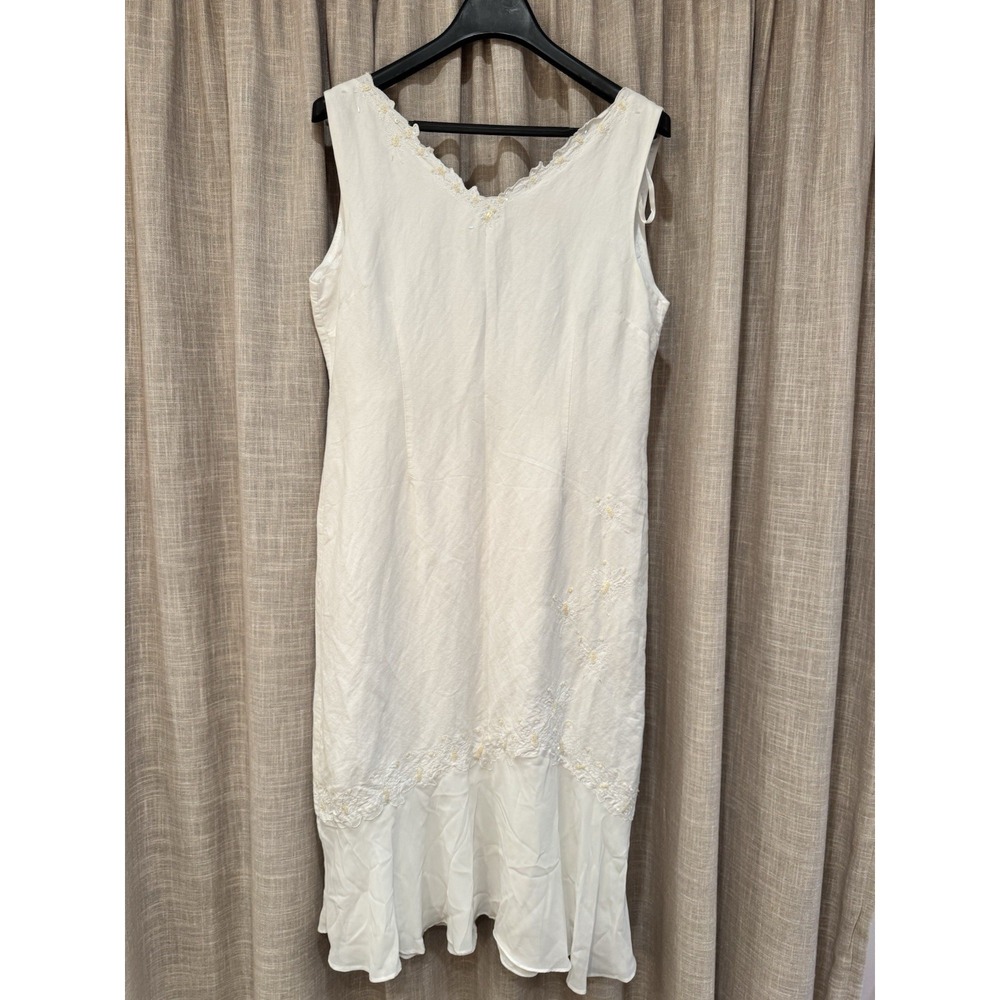 Vintage Linen Maxi 14 Beaded Chiffon Asymmetrical Beach Fairy Wedding Resort
